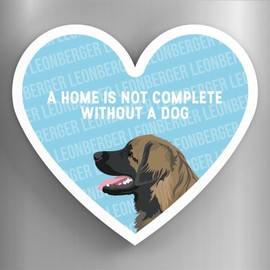 Global Designs Leonberger Home Without A Dog Katie Pearson Artworks Heart Shaped Wooden Magnet