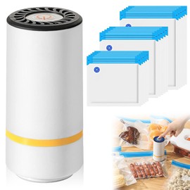 Vacuum Sealer with 15 Vacuum Bags, Vacuum Sealer for Food, Mini Vacuum Sealer Hand Vacuum Sealer Vacuum Sealer Film Sealing Machine Vacuum Sealer for Dry and Moist Food