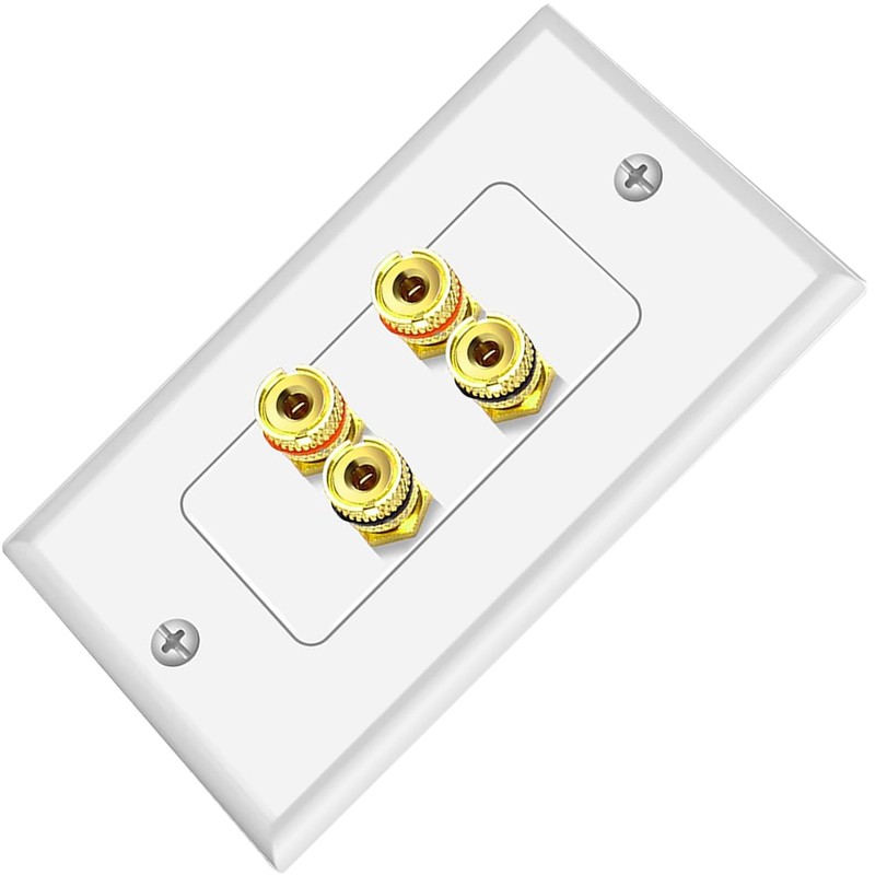 Tunghey 2Pack Gold Plated Speaker Wall Plate With Banana Plug