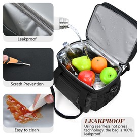 Lunch Bag for Women/Men, Expandable Insulated Lunch Box Waterproof Leak-Proof Cooler Bag for Adults Work/Picnic/Camping, 16L, Black
