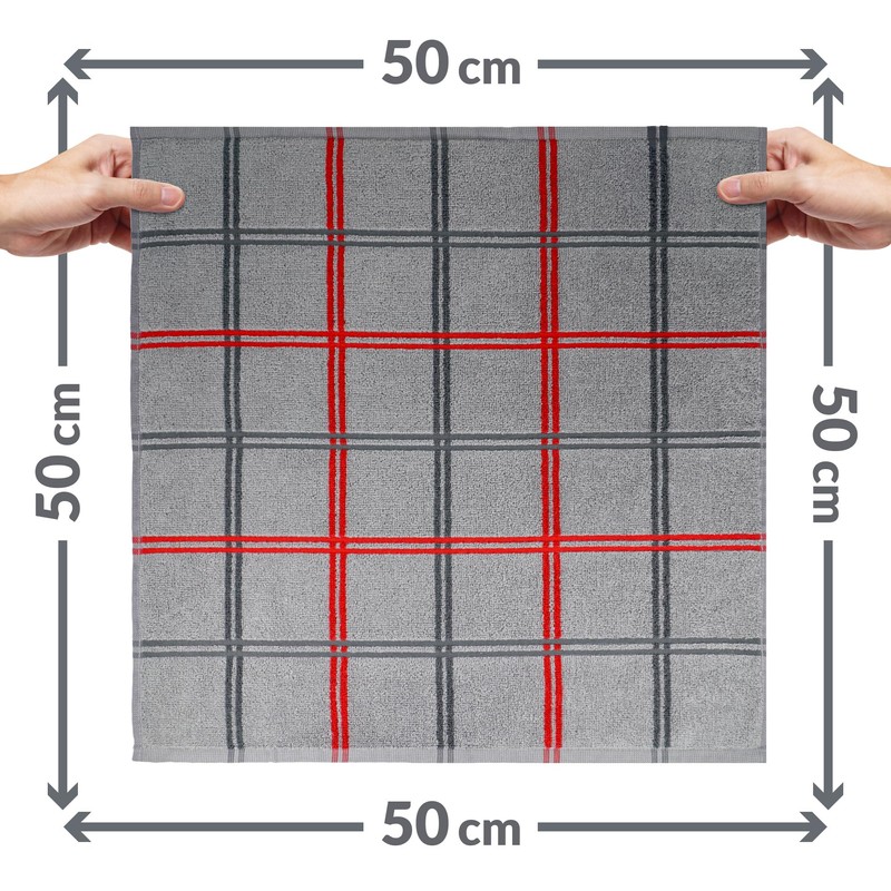 Lashuma Lyon Kitchen Hand Towels Grey Stone Set of 6