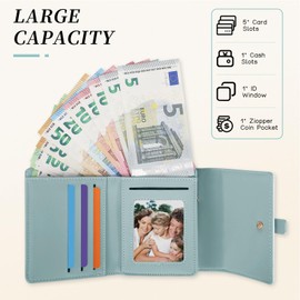 Pomelo Best Small Purse for Women RFID Blocking Ladies Wallet Compact Trifold Vegan Leather Womens Wallet with Zipper Coin Pocket