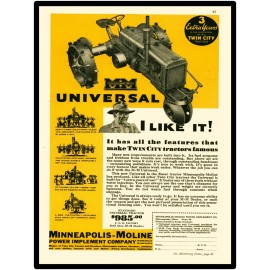 Minneapolis Moline Tractors New Metal Sign: Universal Model, Twin City Tractors