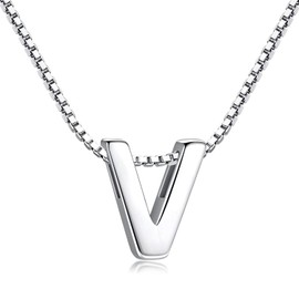 Candyfancy - Letter Chain - Letter Chain with Letter Pendant Silver Necklace Pendant Initials Silver Chain Women's 925 A-Z, Sterling Silver, No Gemstone