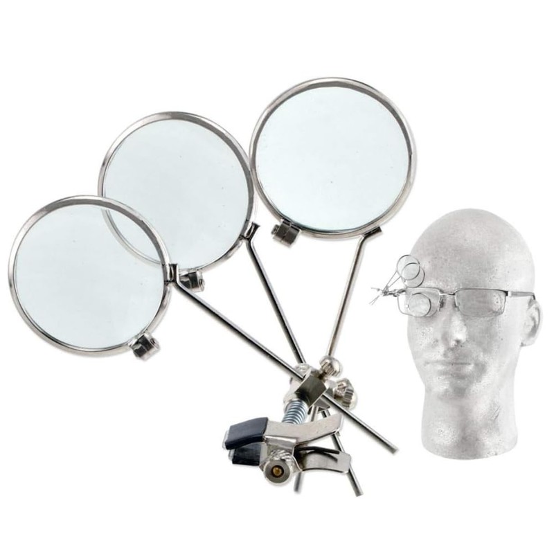 Jeweller's Eye Loupe 3.3X, 6.6X, 9.9X Triple Ocular Loupe Clip