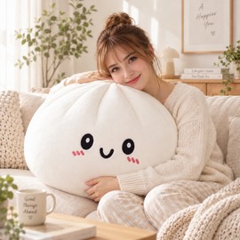 Dumpling Plush Pillow for Hugging & Decor – Soft Stuffed Food Toy Cushion for Beds, Sofas & Cute Gifts