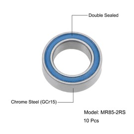 TOP-VIGOR 10Pcs MR128-2RS Deep Groove Ball Bearings, Z2 8mm x 12mm x 3.5mm Double Sealed Industrial Bearings, Chrome Steel Skateboard Bearings for Electrical Instrument Equipment, Blue