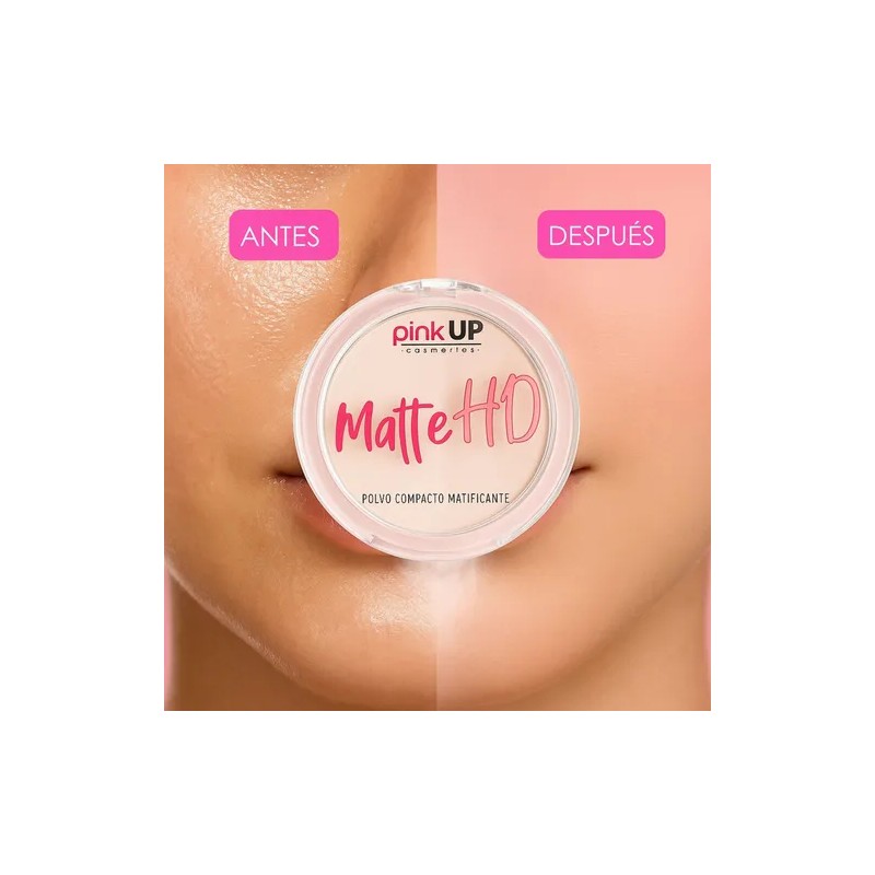 Pink Up, Polvo Compacto Hd, Matificante, Pieles Mixtas