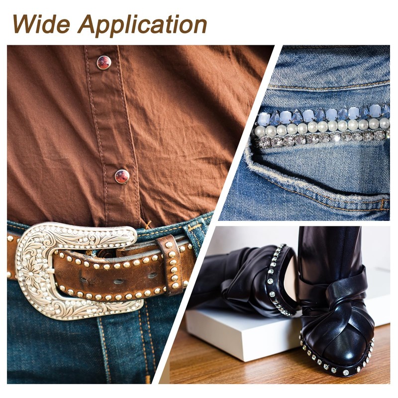 sourcing map 60 Sets Rhinestone Rivets, 5mm Leather Rivets Crystal