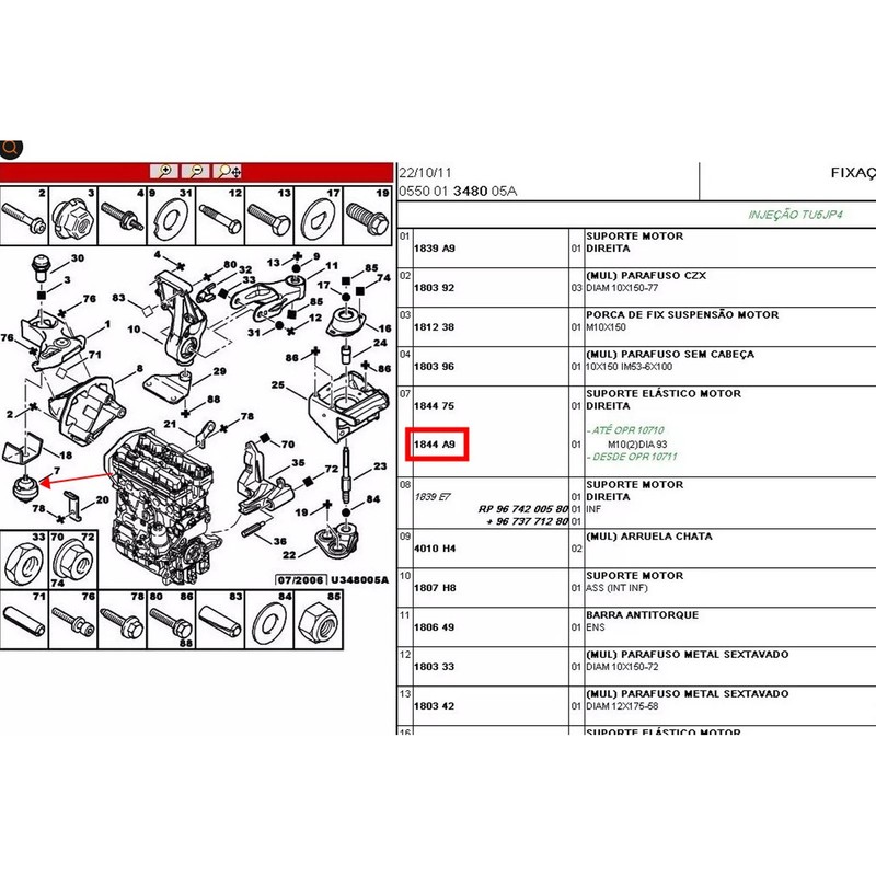 Upper Right Engine Mounting 1844A9 Engine Cushioning Mount Holder Replacement