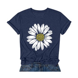BAOKUAN Women Trendy Tops Sunflower Graphic Loose Summer Tees T-Shirts Blouse