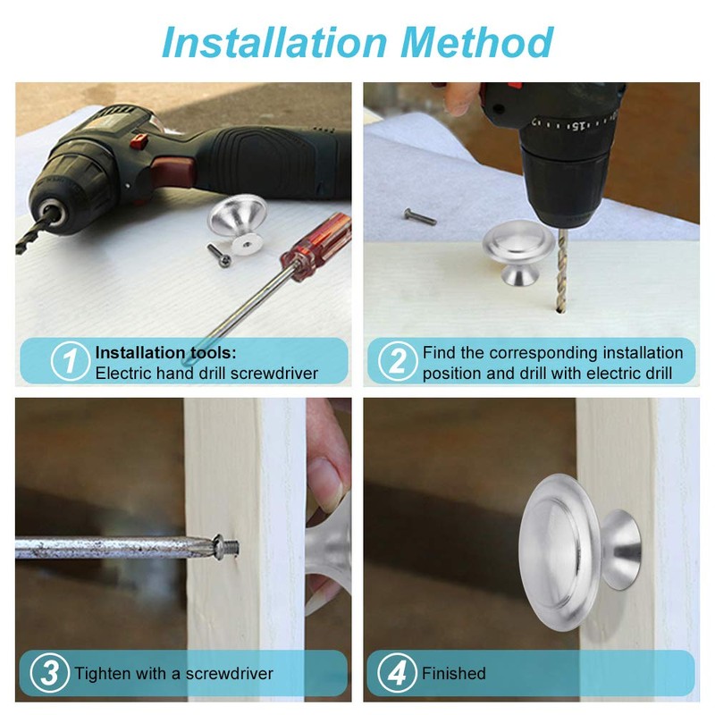 PERFETSELL 20 PCS Kitchen Door Knobs Stainless Steel Cupboard Handles