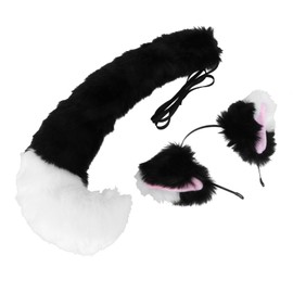 Beavorty Cosplay Furry Ears and Tail for Adults Plush Decorative Hair Hoop and Simulation Tail Prop for Costumes and Couple Fun Handmade Durable and Chic Design