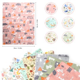 Pack of 8 Cotton Patchwork Fabrics 50 cm x 40 cm DIY Cotton Cartoon Printed Craft Fabrics Patchwork for Sewing DIY Crafts
