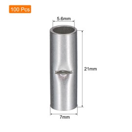 sourcing map 100Pcs Non Insulated Butt Connectors 8AWG Wire Connector BN-8 for Electrical Wire Crimp Ferrule Terminals