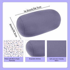 OGMBI 2 Pcs Microbead Roll Pillow, Microbead Bolster Tube Pillows, 30 x 16 cm Round Cervical Neck Roll, Squishy Sleep Neck Support Pillow for Travel Home Sofa Bed (Grey)
