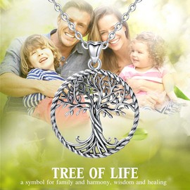 Celestia Tree of Life women’s necklace, 925 sterling silver, Tree of Life pendant with chain 45.7 cm, Birthday, Friendship, Mother's day, Jewellery, Mother, Daughter, Gifts, Silver