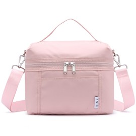 NOL Natural Organic Lifestyle Insulated Lunch Bags for Women Cooler Bag Lightweight Nylon Waterproof Lunch Box For Work (Medium, Pink)