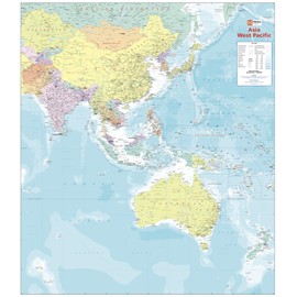 Asia West Pacific Political Wall Map - 39.5" x 34.5" Paper
