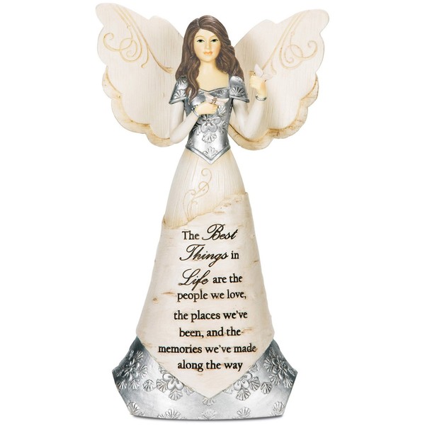 Pavilion Gift Company Elements 82328 Angel Figurine Holding Butterflies, Best Things In Life, 8-Inch , White