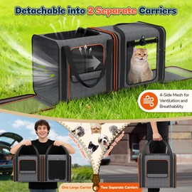 Cat Carrier Bag Large for Travel: 2-in-1 Cat Carrier Soft with Litter Box 34x13x16in Secure The Car Seat for 2 Cats Travelling Design Long Trips Ride