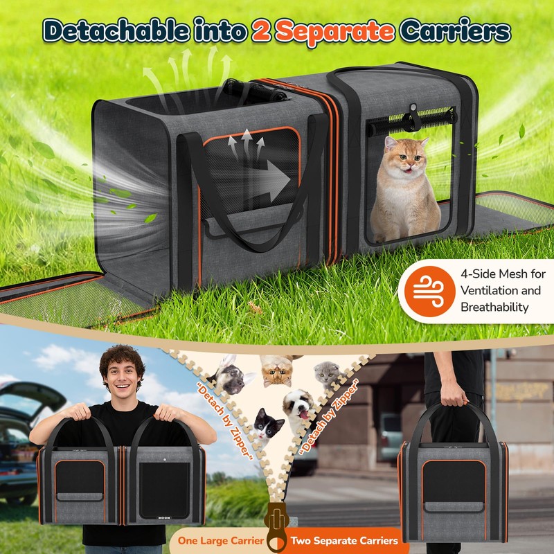 Cat Carrier Bag Large for Travel: 2-in-1 Cat Carrier Soft
