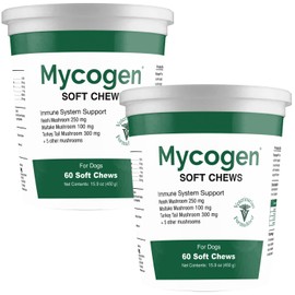 Mycogen Soft Chew for Dogs - 8 Species Mushroom Blend for Critical Immune System Support- Turkey Tail, Reishi, Shiitake, Cordyceps, Black Tree Fungus-120 Tasty Soft Chews
