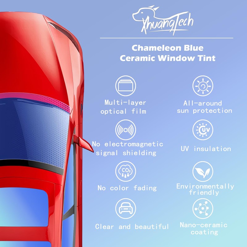 XhuangTech Car Tints for Window, 70% VLT Blue Window Tint