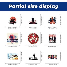2025 VE Day 80th Anniversary Window Sticker for Cars Decoration 6 Sheets 48Pcs Remembrance Poppy Gifts Memorabilia