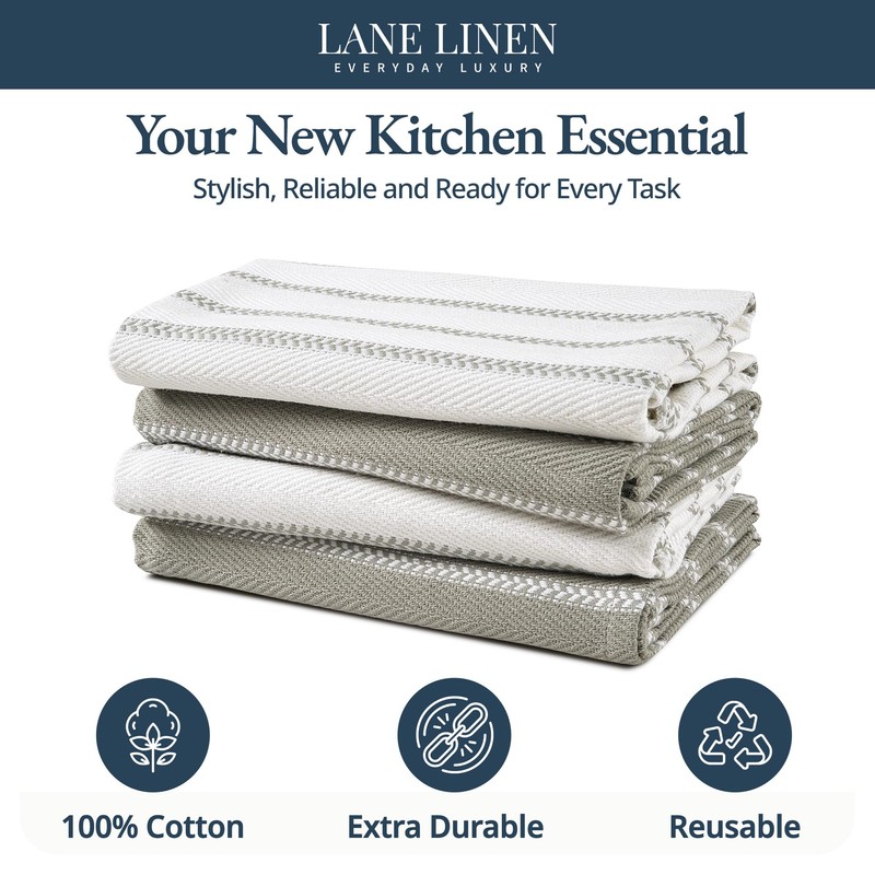 LANE LINEN Kitchen Towels Set - Pack of 4 Cotton