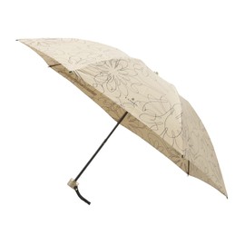 Moonbat [Lanvin on Blue] Rain Umbrella, Folding Umbrella, Easy Open/Close, Quick Arch, Satin, Printed Flower 21-084-11107-02, beige, 55 cm