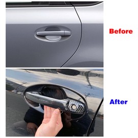 Dakitita Carbon Fiber Color Door Handle Cover Trim for Toyota Prius 2010-2015 Sienna XL30 2011-2020 Wish 2010-2017 Venza 2009-2015 Accessories Exterior Decor (with Smart Key Holes)