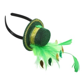 Mikinona Feather Headband Hair Leprechaun Hat Costume Accessories Stylish Shamrock Headbands St Patricks Day Teal Women Headpiece Headwear Decorations Patricks Day Headband Fabric Green