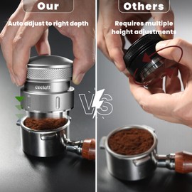 ceelatti Coffee Distributor 54mm, Gravity Espresso Distribution for Sage Barista, Coffee Leveler for 54mm Portafilter, Stainless Steel 4 Blade Base, Silver Grey