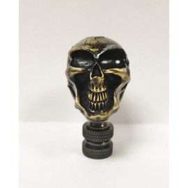 Lamp Finial-Skull-Aged Brass Finish, Highly Detailed Metal Casting