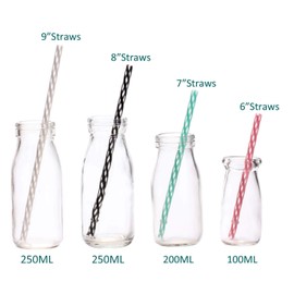 Dakoufish 12 Piece 6 Inch Reusable Plastic Thick Drinking Straws BPA Free Mason Jar Straws Transparent Small Stripe (6inch, Mix 12color)