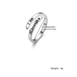 Simple Letter Engraved Cuff Ring, Adjustable Ring for Women & Men, Fashion Accessories for Daily Wear, Trendy All-match & Exquisite Jewelry for Birthday Gift