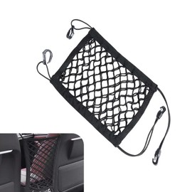 DACIRTY Dog Car Net, Front and Rear Seats Pet Isolation Anti-Fall Protection Barrier, Double-Layer Design Mesh Storage Bag for Water Cup Diameter Umbrella with Mounting Rope, for Trucks SUVs (Black)