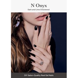 ohora (N Onyx) Semi-cured Gel Nail Strips - Works with All Nail Lamps, Salon Quality, Durable, Easy to Apply and Remove - Includes 2 Prep Pads - Black