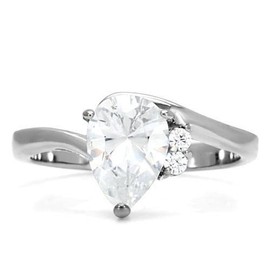 YourJewelleryBox Pear Cut Engagement Ring Simulated Diamond Ring Wil Not Tarnish Size P Tk102Pb