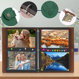 ZEEYUAN Photo Album for DIY Dandelion 60 Pages 22 x 27.3 cm Vintage Guest Book Leather Photo Book with Photo Corners as a Beautiful Gift for Valentine's Day, Birthday and Christmas for Couples,