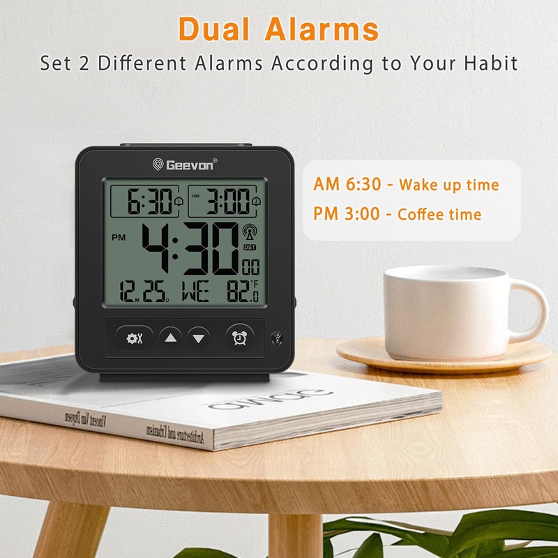 Geevon Small Digital Atomic Alarm Clock for Bedroom, Travel Table