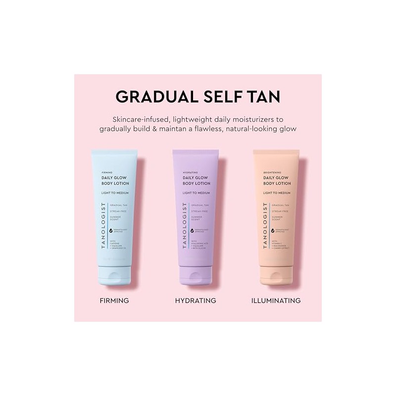 TANOLOGIST, Brightening Daily Glow Tan Lotion, Crema Bronceadora Gradual, Niacinamida,