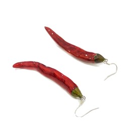 Hot Red Chili Pepper Earrings for Women Cut Fun Lifelike Stacking Vegetable Food Funny Dangle Errings Cute Creative Jewelry, Metal Resin, resin
