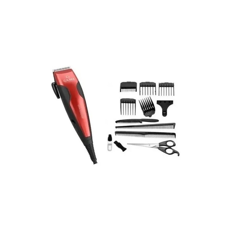 Cortadora De Pelo Gm566 Clipper Magnetico 13 Piezas Rojo
