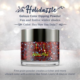 SNS Nail Dip Powder, Gelous Color Dipping Powder - Hey How You Doin'? (Red/Glitter) - Long-Lasting Dip Nail Color Lasts 14 Days - Low-Odor & No UV Lamp Required - 1oz