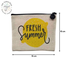 Tasche aus Leinen – Fresh Summer Zitrone Illustration Sommer Urlaub Strand – Kosmetiktasche aus Leinen Optik – Geldbörse – 15 x 10 cm, leinen, 15 x 10 cm, Kosmetiktasche