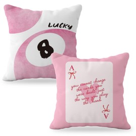 YeiHe Funky Coquette Pink Bow 8 Ball Ace Poker Pillow Covers 18x18, Coquette Room Decor, Trendy Preppy Inspirational Pillow Covers, Girly Bedroom Decor, Preppy Room Decor, Pink Room Decor, Set of 2