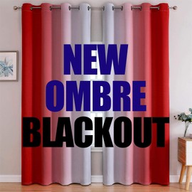 G2000 Blackout Curtains & Drapes for Bedroom Living Room 95 Inches Long Red and Greyish White Room Darkening Window Treatments Ombre Thermal Insulated Light Blocking Grommet Backdrop Curtains 2 Panels