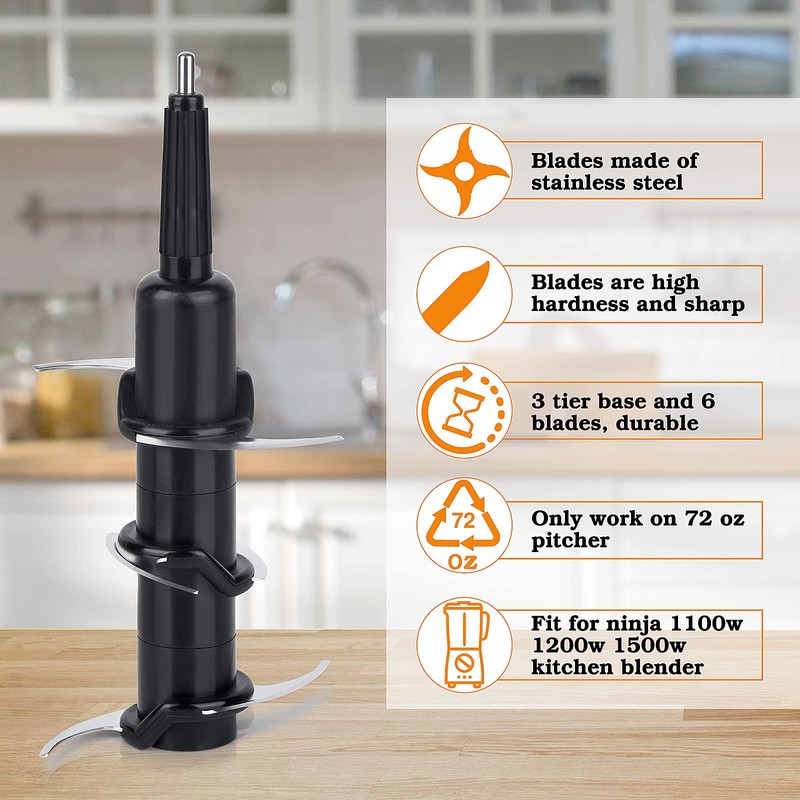Ninja Blender Blade Replacement, 6 Blade Replacement for Ninja 72